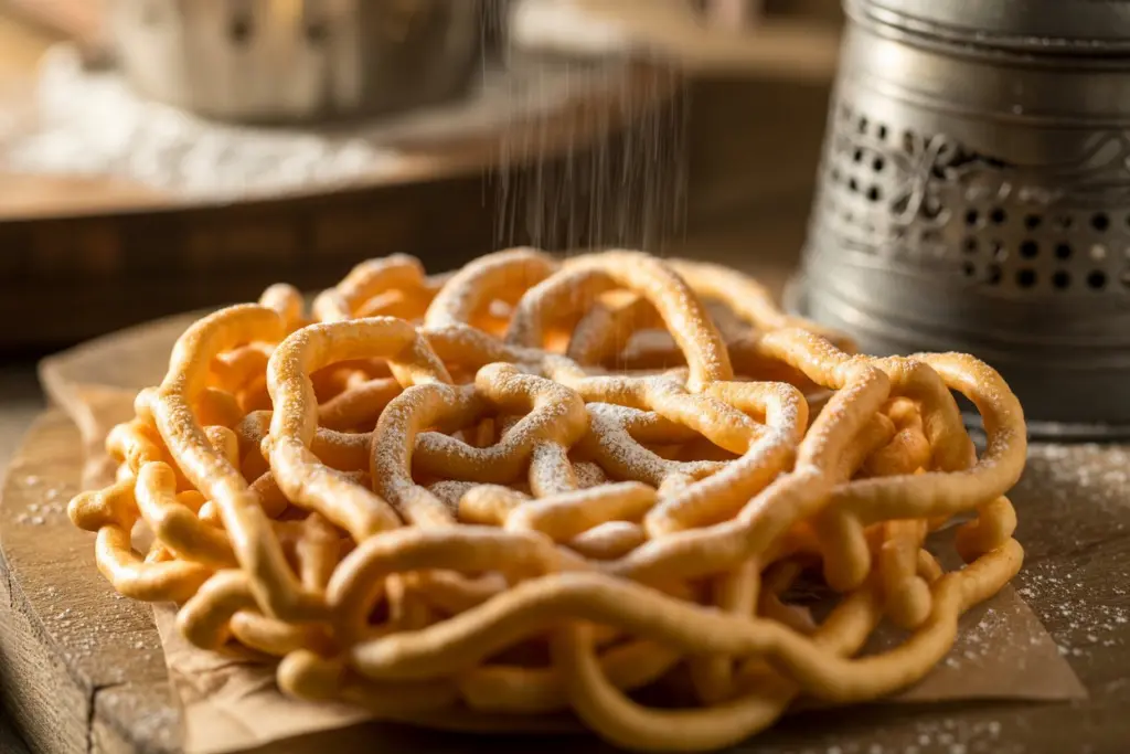 Funnel Cake Dust generously with powdered sugar