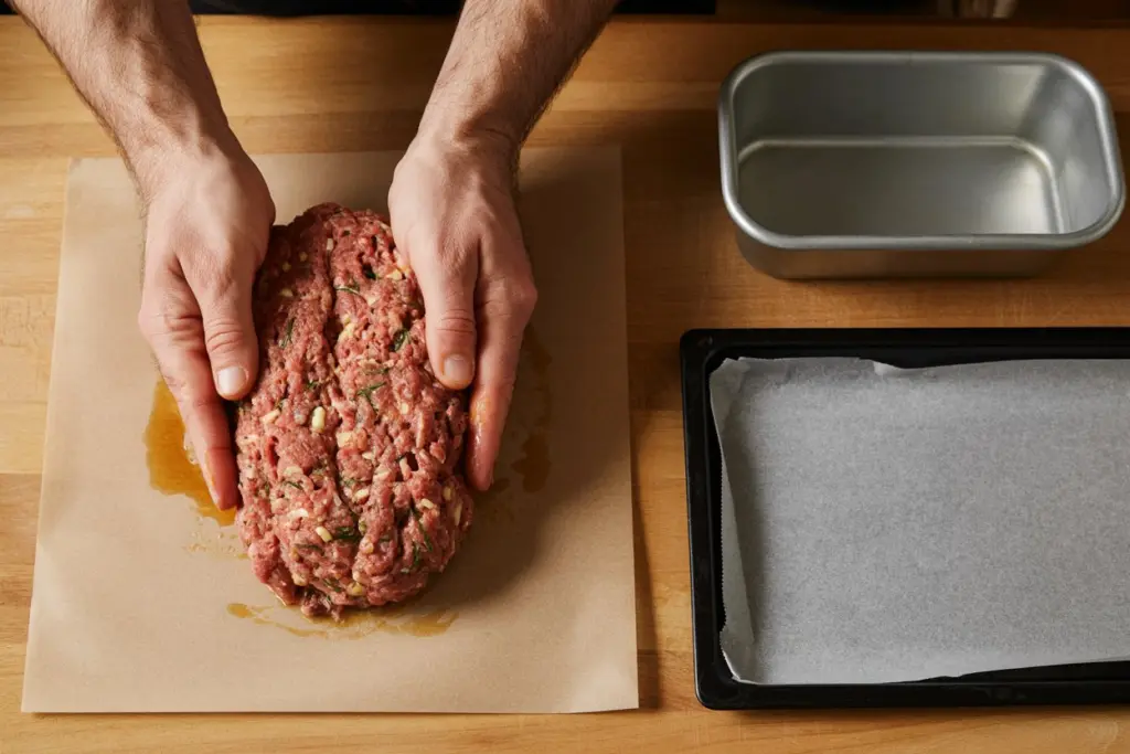 Shaping the meatloaf  Loaf 