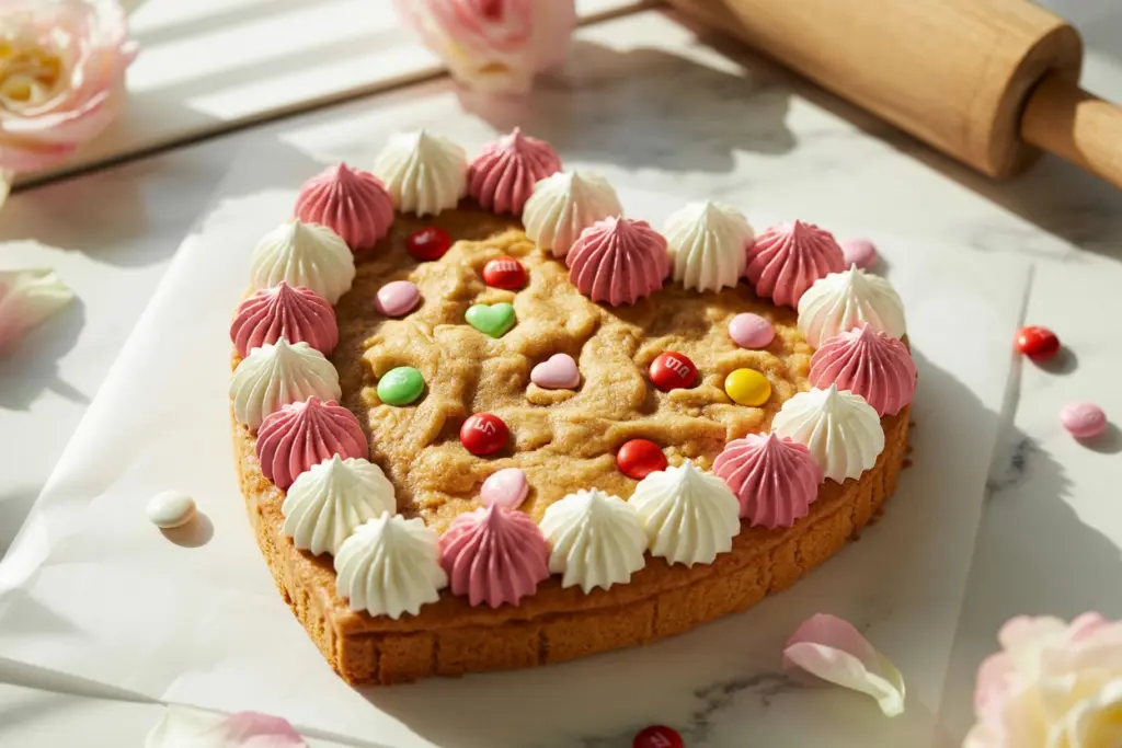 Valentine's Heart-Shaped Cookie Cake 