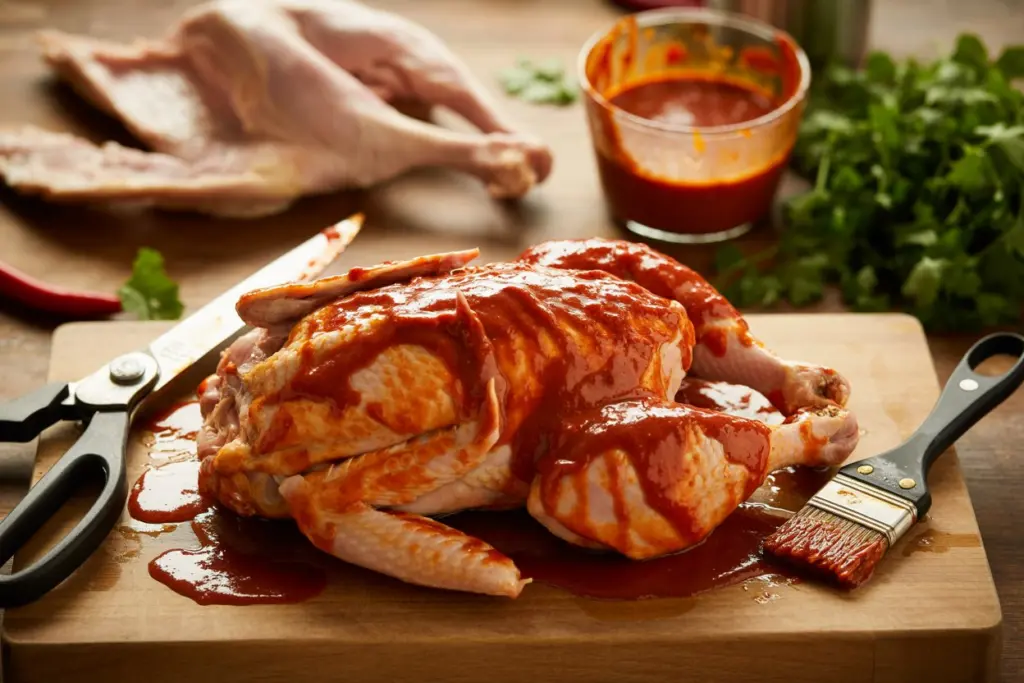 Preparing the Peri Peri Chicken