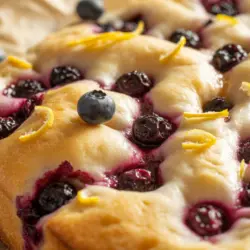 Sourdough Lemon Blueberry Focaccia Bread recipe card