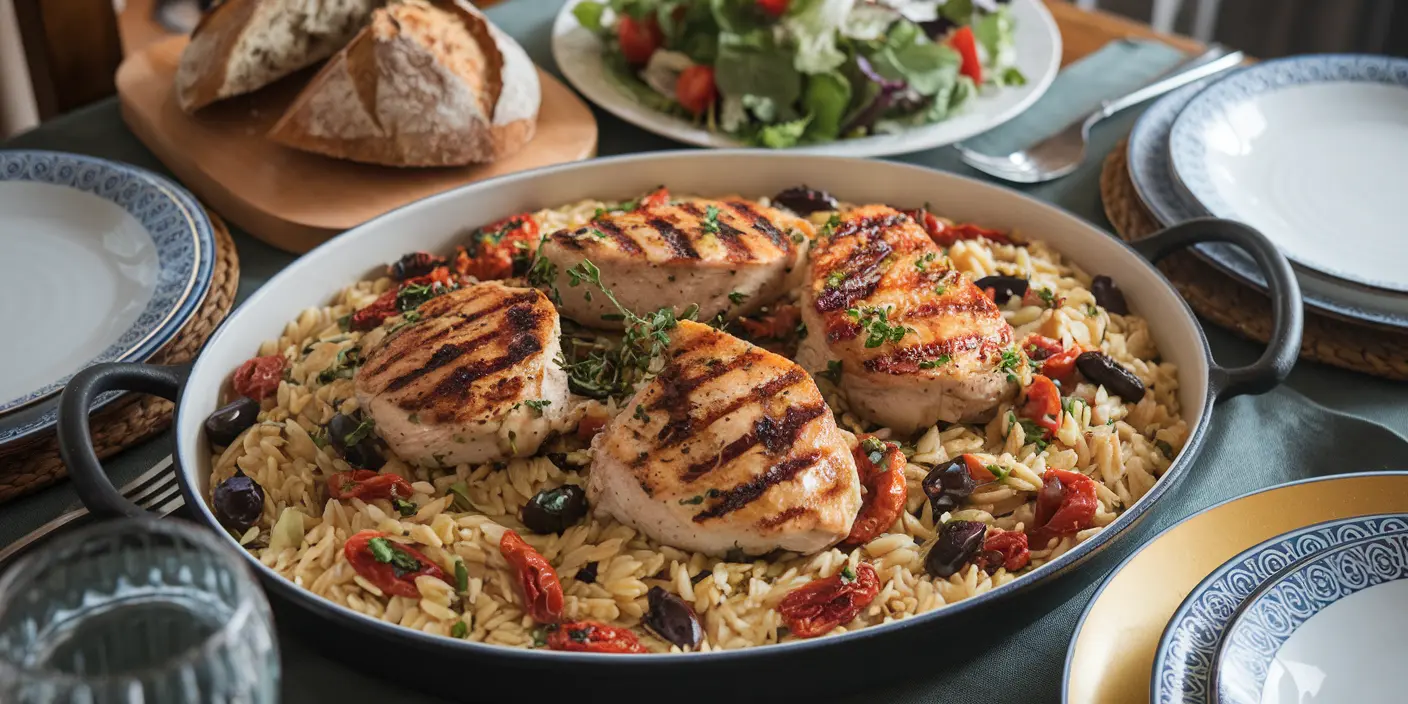 One-Pot Mediterranean Chicken and Orzo: A Flavorful Journey to the Heart of the Mediterranean