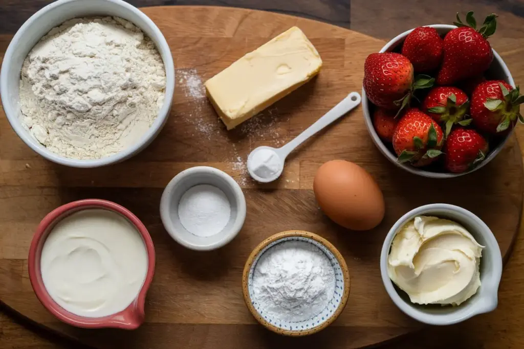 EASY Sourdough Discard Strawberry Scones with Cream Cheese Drizzle! 2 Sourdough Strawberry Scones