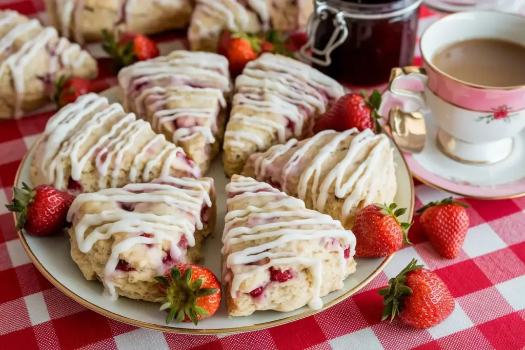 EASY Sourdough Discard Strawberry Scones with Cream Cheese Drizzle! 4 Sourdough Discard Strawberry Scones with Cream Cheese