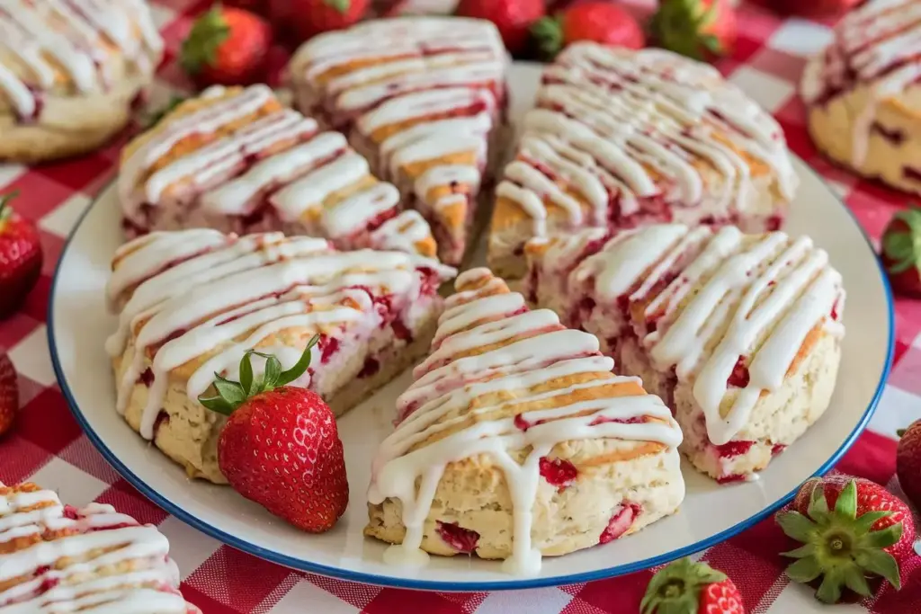 EASY Sourdough Discard Strawberry Scones with Cream Cheese Drizzle! 3 Sourdough Discard Strawberry Scones