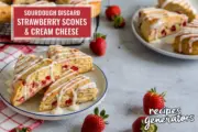 EASY Sourdough Discard Strawberry Scones with Cream Cheese Drizzle!