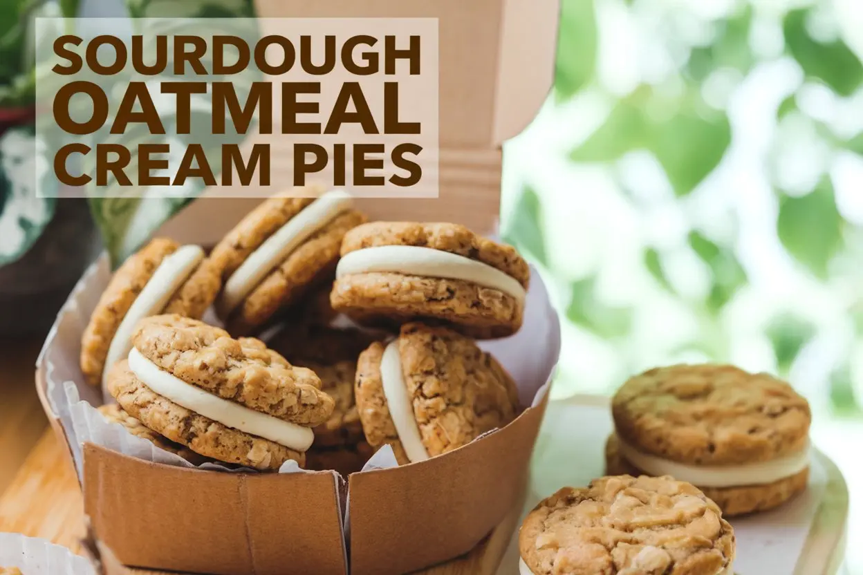 Soft and Chewy Sourdough Oatmeal Cookies with Creamy Filling