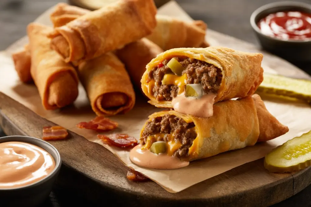 Bacon Cheeseburger Egg Rolls