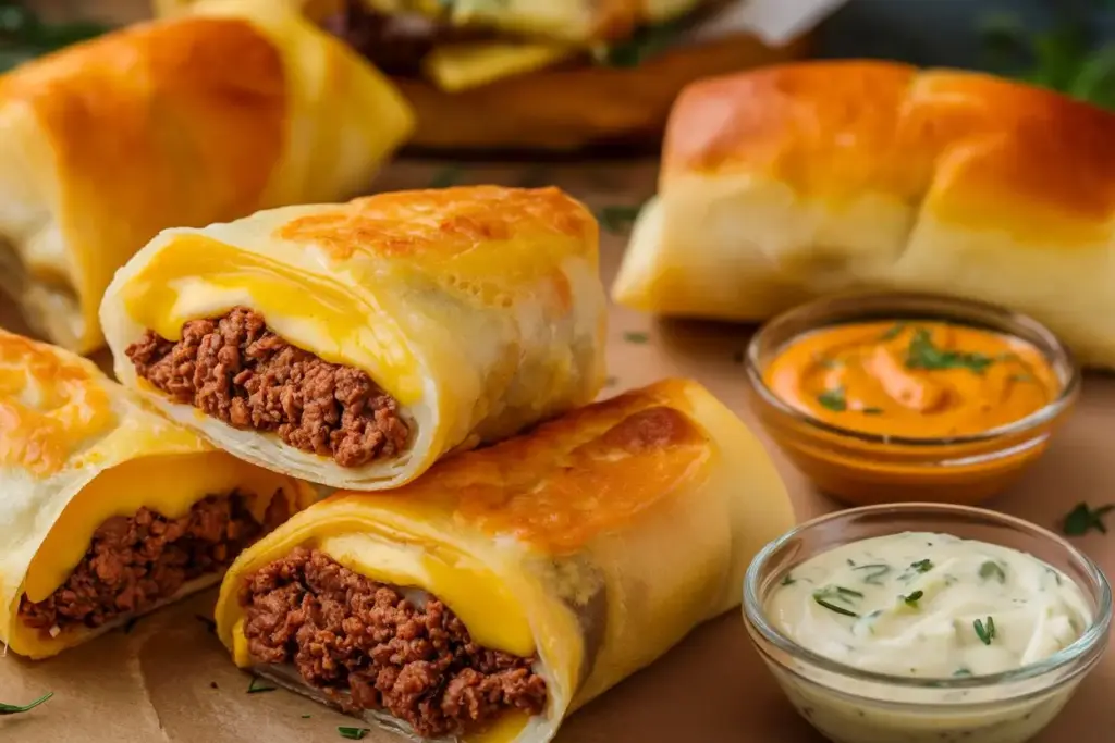 Crispy Cheeseburger Egg Rolls