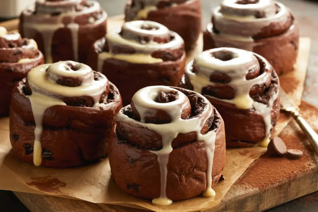 Overnight Double Chocolate Sourdough Sweet Rolls recipe card