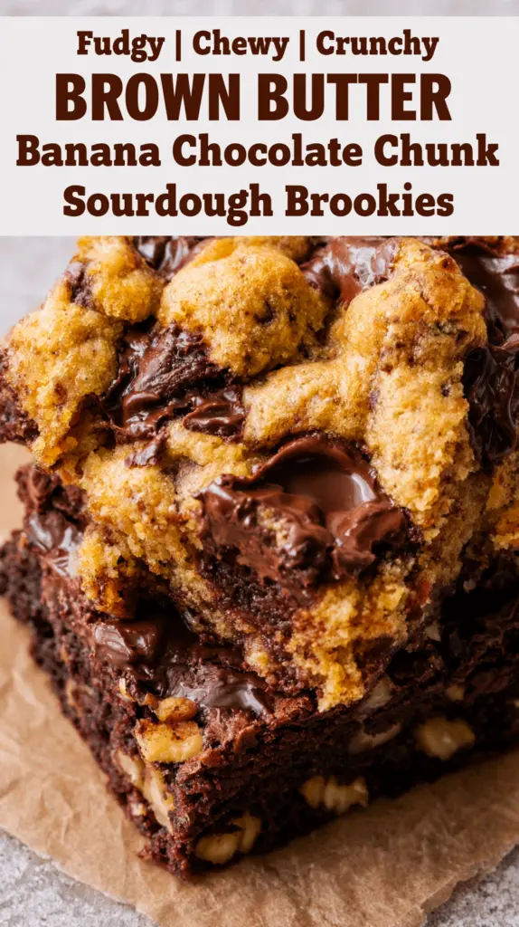 Sourdough Brown Butter Brookies with Chocolate Drizzle
