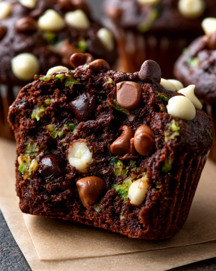 Sourdough Triple Chocolate Zucchini Muffins