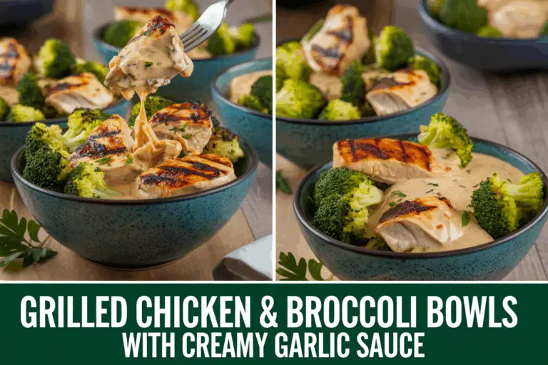 Grilled Chicken & Broccoli Bowls with Creamy Garlic Sauce: A Flavorful, Low-Carb Delight