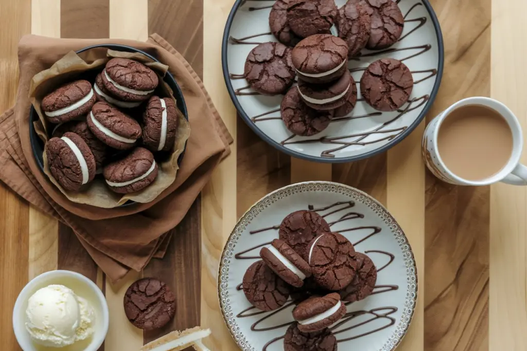 Overnight Sourdough Chocolate Sandwich Cookies 4 chocolate sandwich cookies