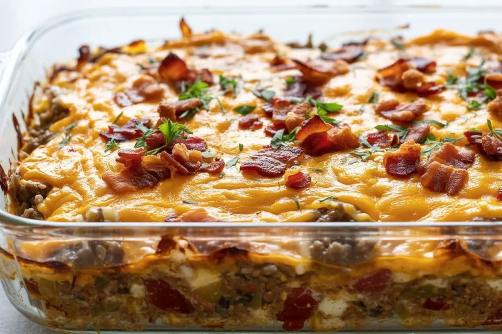 Hearty Cheesy Ground Beef Rice Casserole