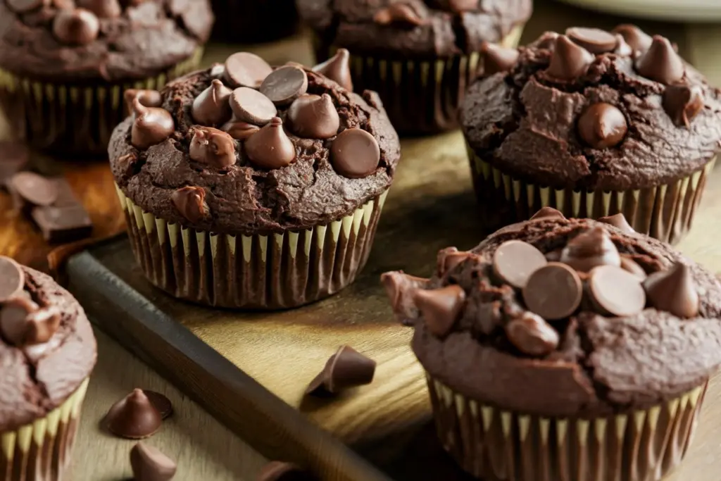 Moist Sourdough Chocolate Zucchini Muffins