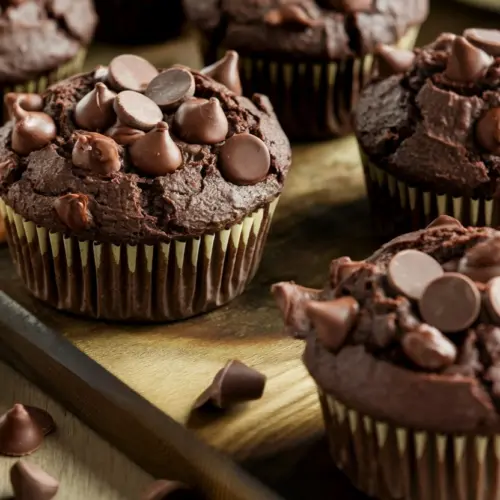 Moist Sourdough Chocolate Zucchini Muffins