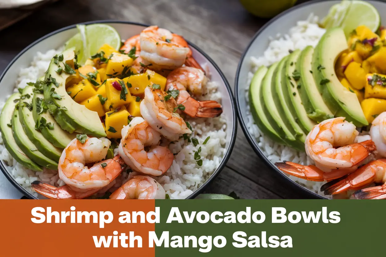 Quick Shrimp and Avocado Bowls with Mango Salsa & Lime-Chili Sauce