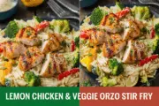 Zesty Lemon Chicken Orzo with Colorful Veggies