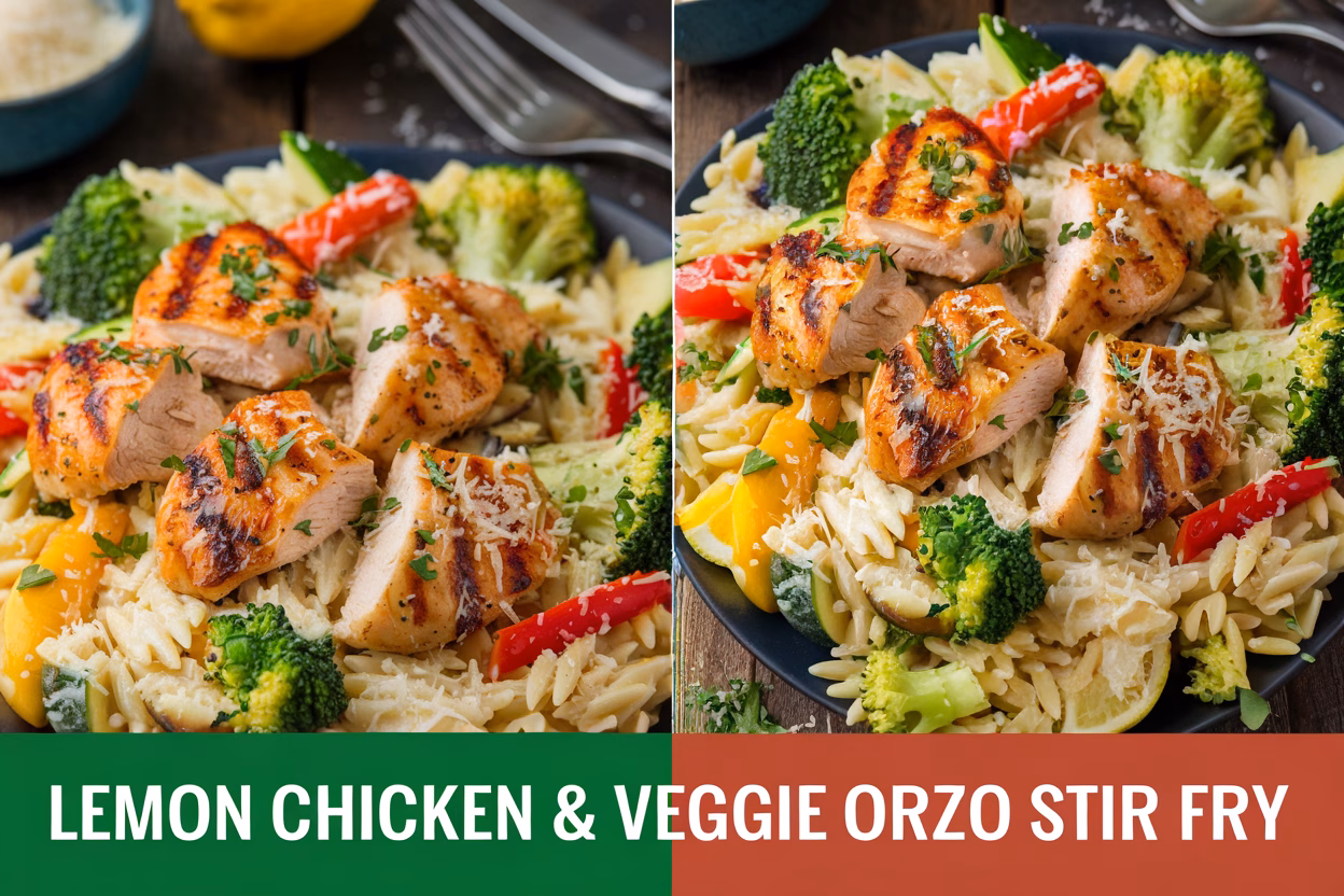 Zesty Lemon Chicken Orzo with Colorful Veggies: A Bright, One-Pan Delight