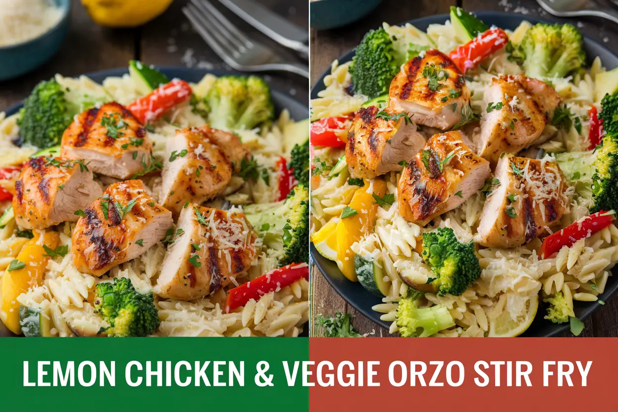 Zesty Lemon Chicken Orzo with Colorful Veggies: A Bright, One-Pan Delight