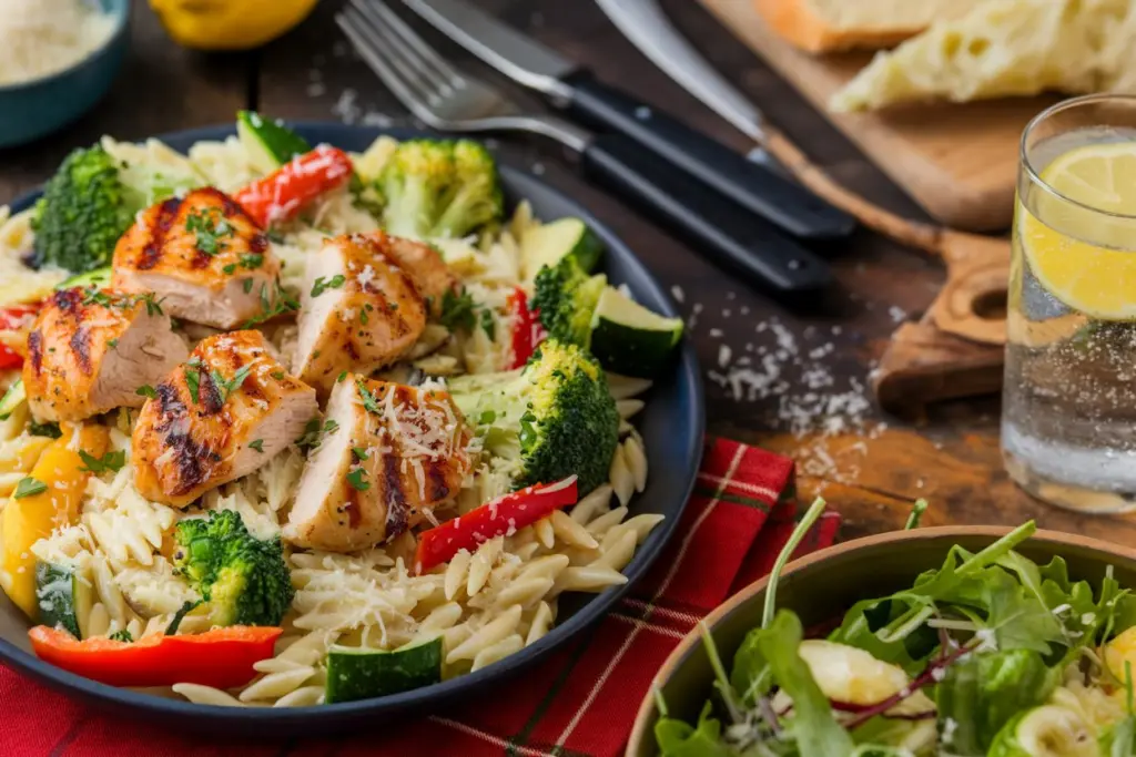 Zesty Lemon Chicken Orzo with Colorful Veggies 4 LEMON CHICKEN & VEGGIE ORZO STIR FRY