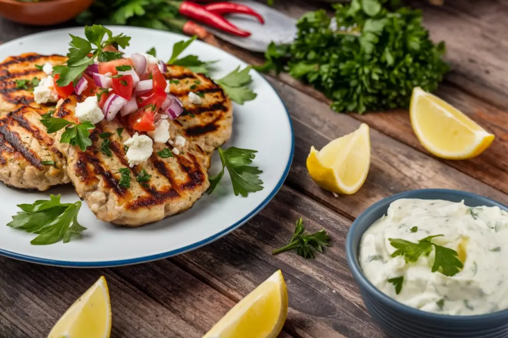 Juicy Mediterranean Chicken Patties with Feta and Herbs 3 chicken patties