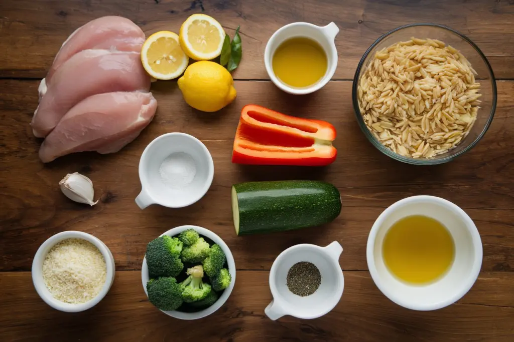 Zesty Lemon Chicken Orzo with Colorful Veggies 2 lemon chicken orzo
