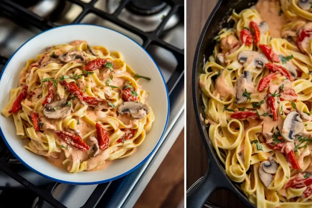 Pasta with Sun-Dried Tomatoes & Mushrooms
