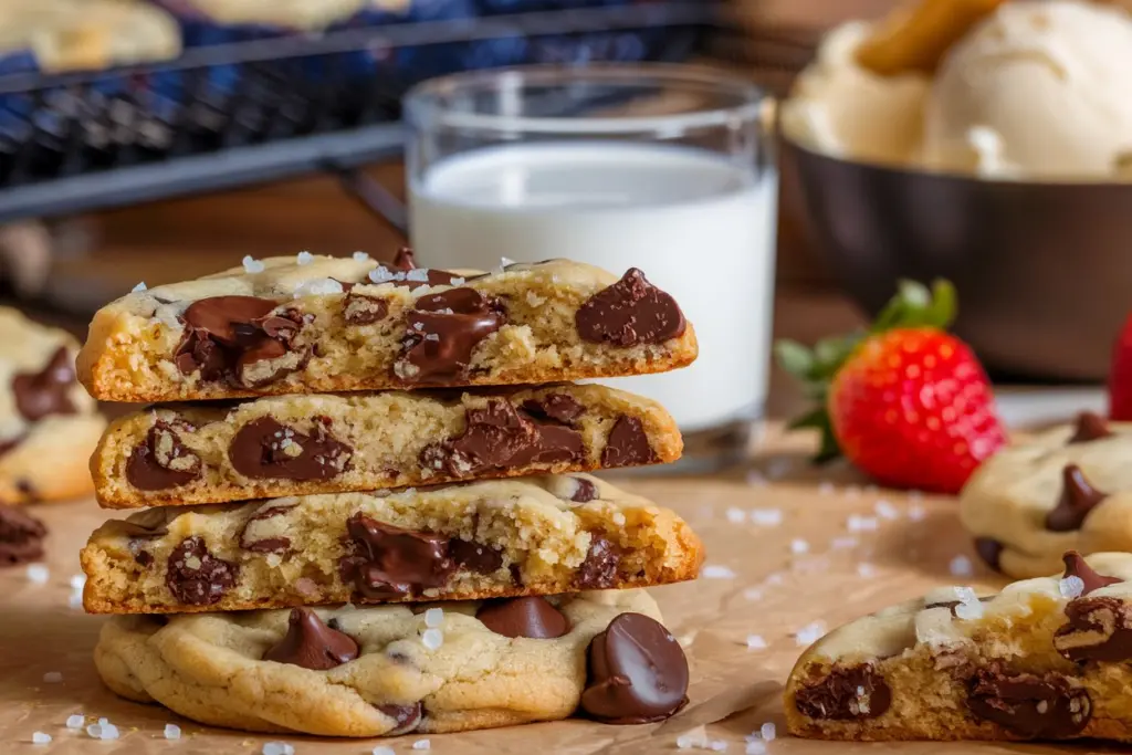 Gooey Brown Butter Sourdough Chocolate Chip Cookies 4 sourdough chocolate chip cookies
