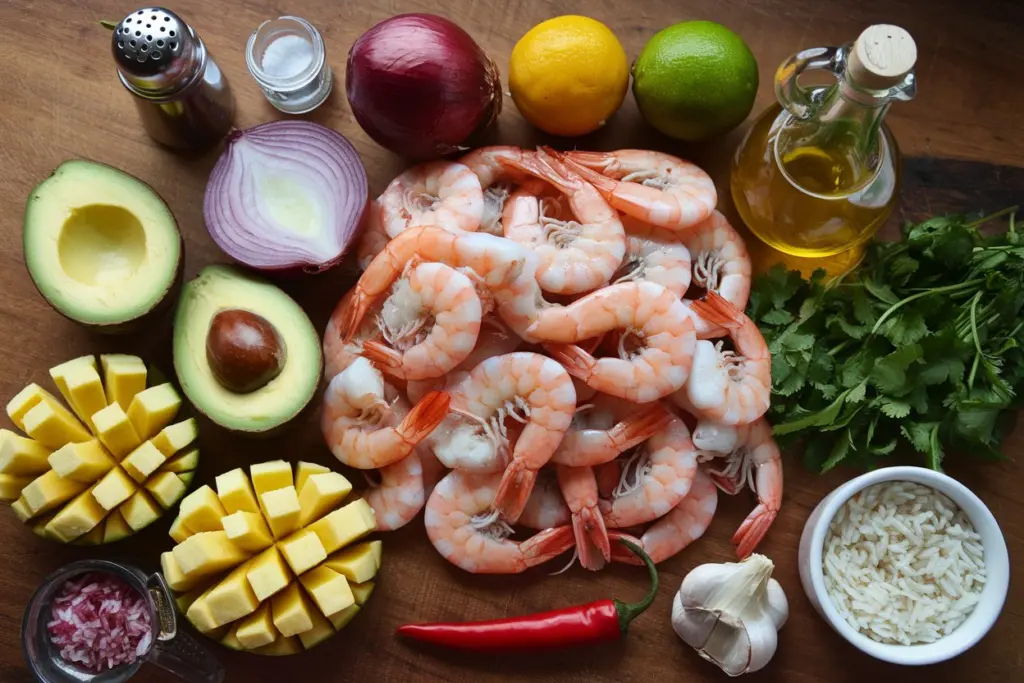 Shrimp and Avocado Bowls with Mango Salsa & Lime-Chili Sauce 2 Avocado Bowls