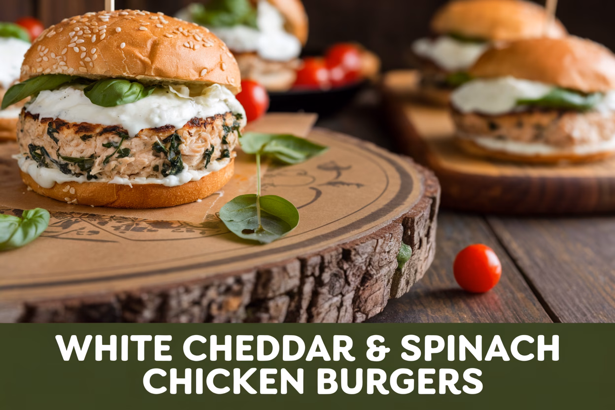 Easy White Cheddar and Spinach Chicken Burger Recipe