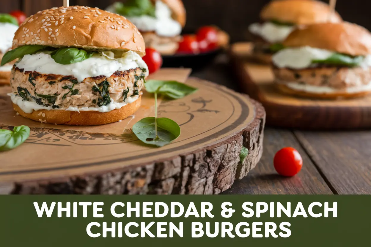 Easy White Cheddar and Spinach Chicken Burger Recipe