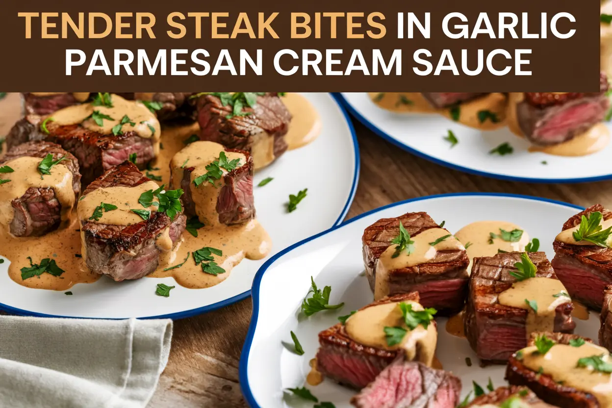 Tender Steak Bites in Parmesan Cream Sauce Recipe