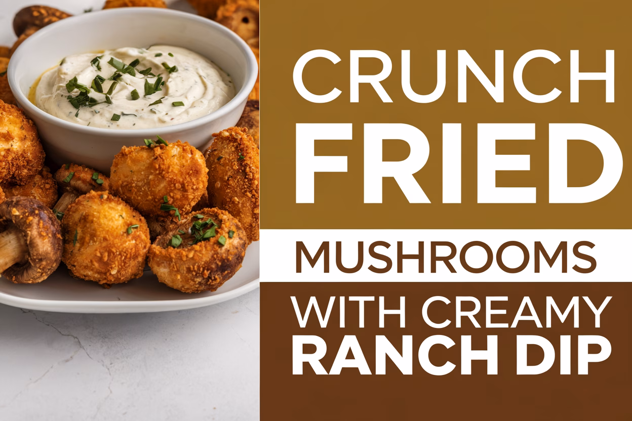 Golden Fried Mushrooms with Creamy Ranch Dipping Sauce Recipe