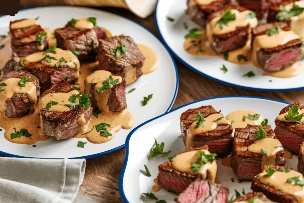 Tender Steak Bites in Parmesan Cream Sauce 3 Garlic Butter Steak Bites