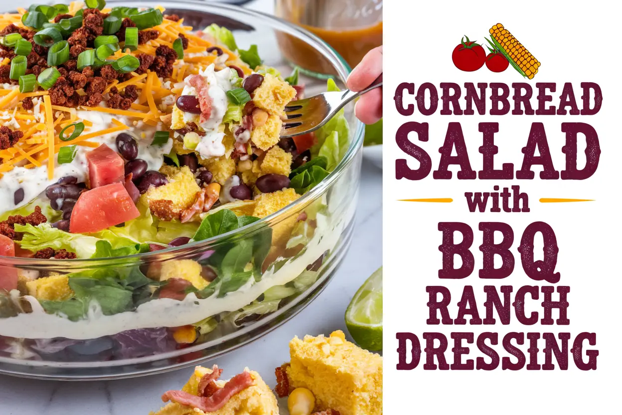 Southern-Style Cornbread Salad with BBQ Ranch Dressing: A Flavorful Layered Delight