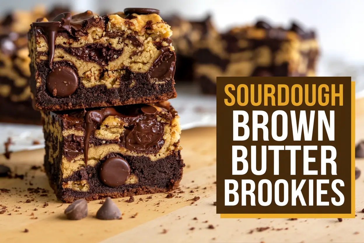 Sourdough Brown Butter Brookies with Chocolate Drizzle: The Ultimate Dessert Hybrid
