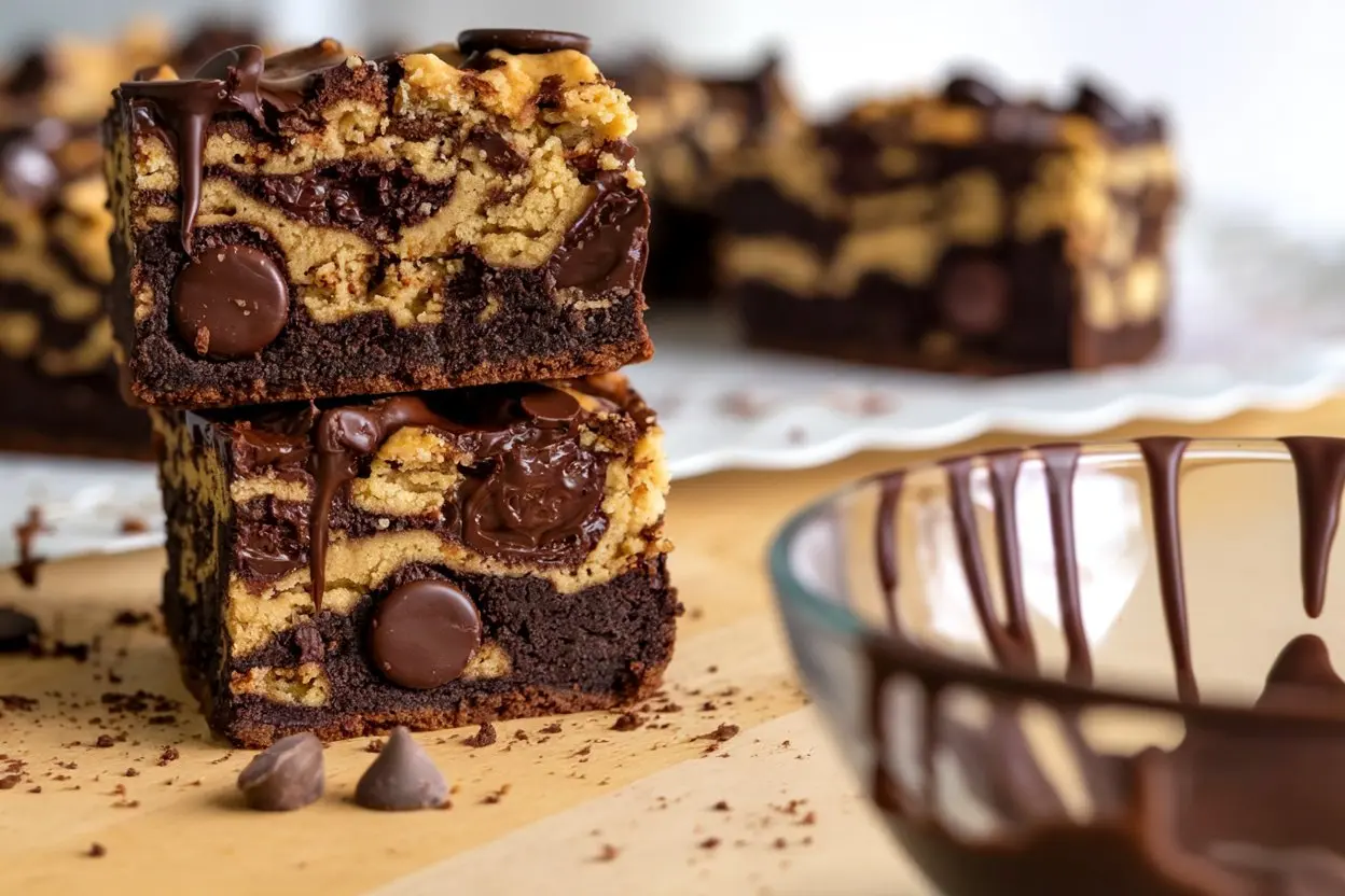 Sourdough Brown Butter Brookies with Chocolate Drizzle-image