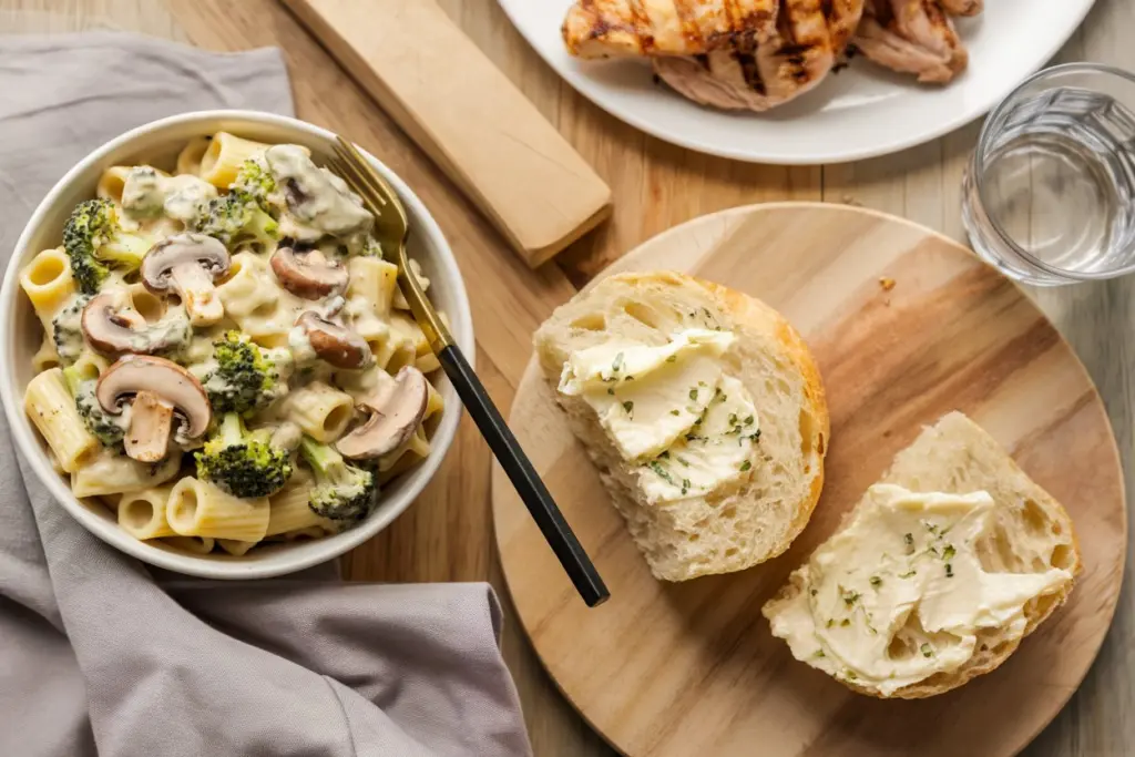 Mushroom Broccoli Rigatoni with Creamy Lemon Garlic Sauce 4 lemon garlic sauce