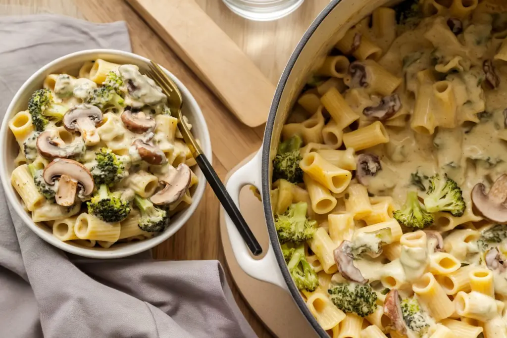 Mushroom Broccoli Rigatoni with Creamy Lemon Garlic Sauce 3 rigatoni pasta with creamy lemon garlic sauce