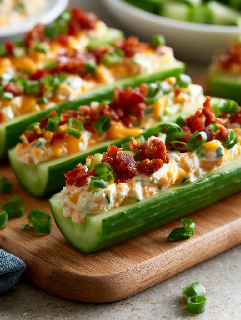 Cheesy Bacon Celery Sticks - The Ultimate Crunchy Party Snack 10 Cream Cheese Stuffed Cucumber Sticks
