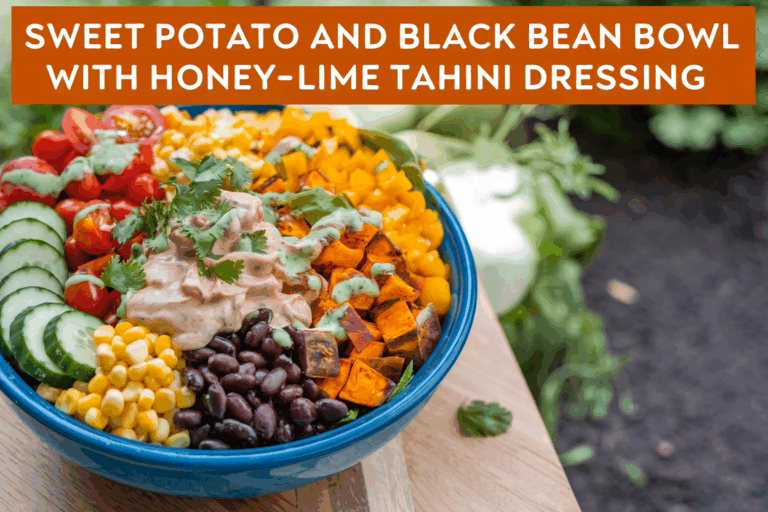 Colorful Sweet Potato and Black Bean Bowl with Honey-Lime Tahini Dressing: A Vibrant, Nutritious Meal
