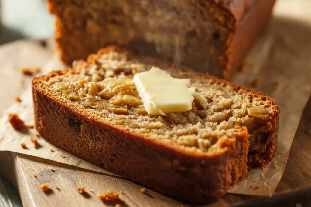 freshly baked simple banana bread 