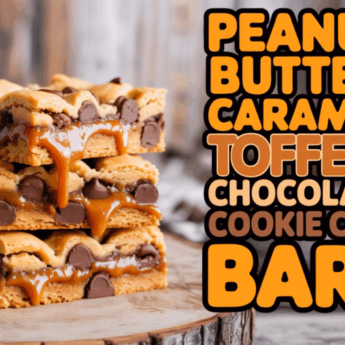 Layered Peanut Butter Caramel Toffee Chocolate Chip Cookie Bars: A Decadent Treat