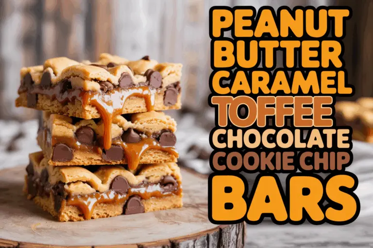 Layered Peanut Butter Caramel Toffee Chocolate Chip Cookie Bars: A Decadent Treat