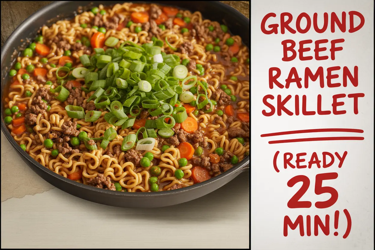 Flavorful Ground Beef Ramen Skillet