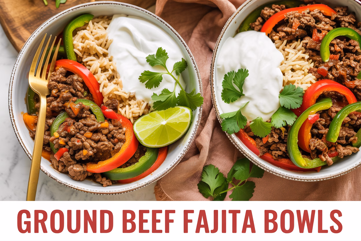 Spicy Ground Beef Fajita Rice Bowls