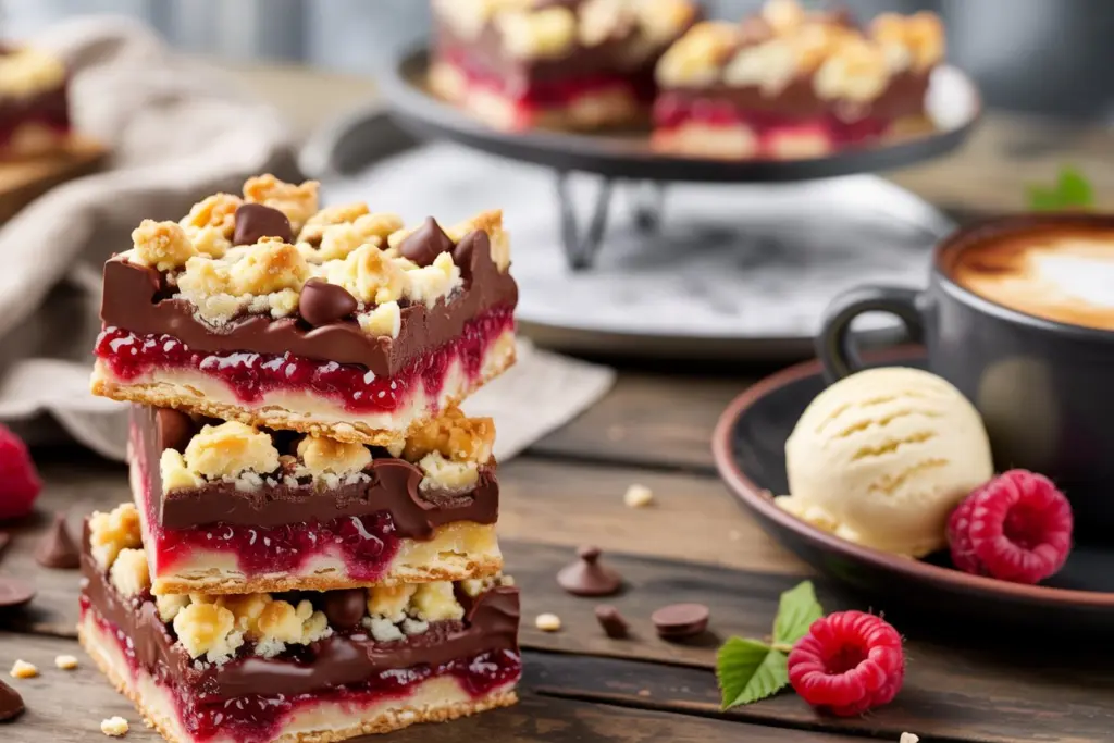 chocolate raspberry crumb bars
