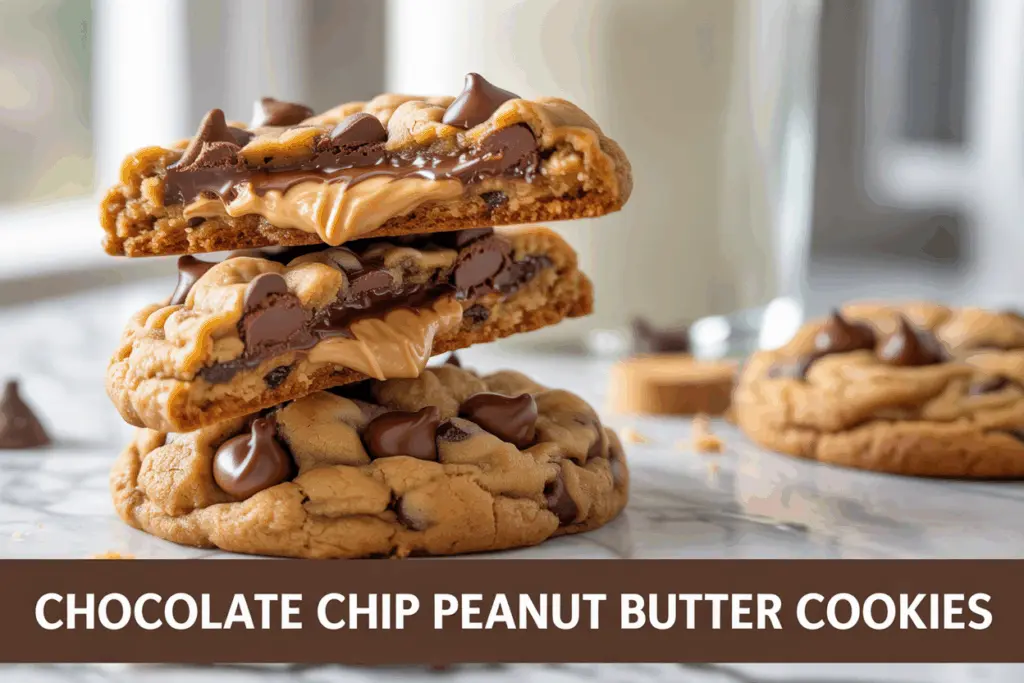 Gooey Peanut Butter Chocolate Chip Cookies ( Quick to Make)